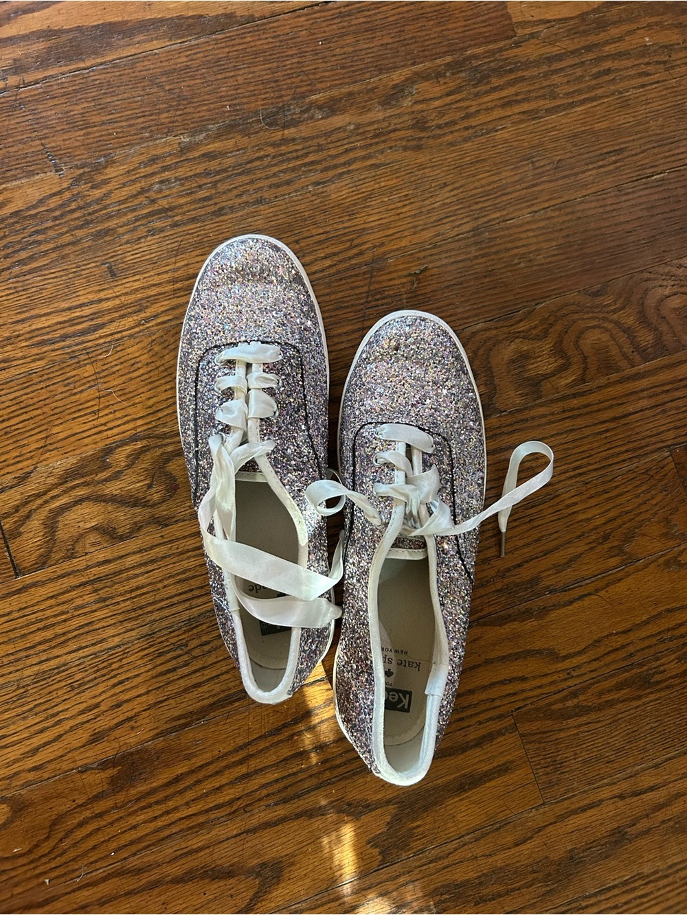 kate spade Glitter Ribbon-Lace Low-Top Sneakers in Multicolor Sparkle